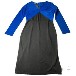 HOMEYEE Women's Size 8 Black and Blue Long Sleeve Knee Length Dress NWT
